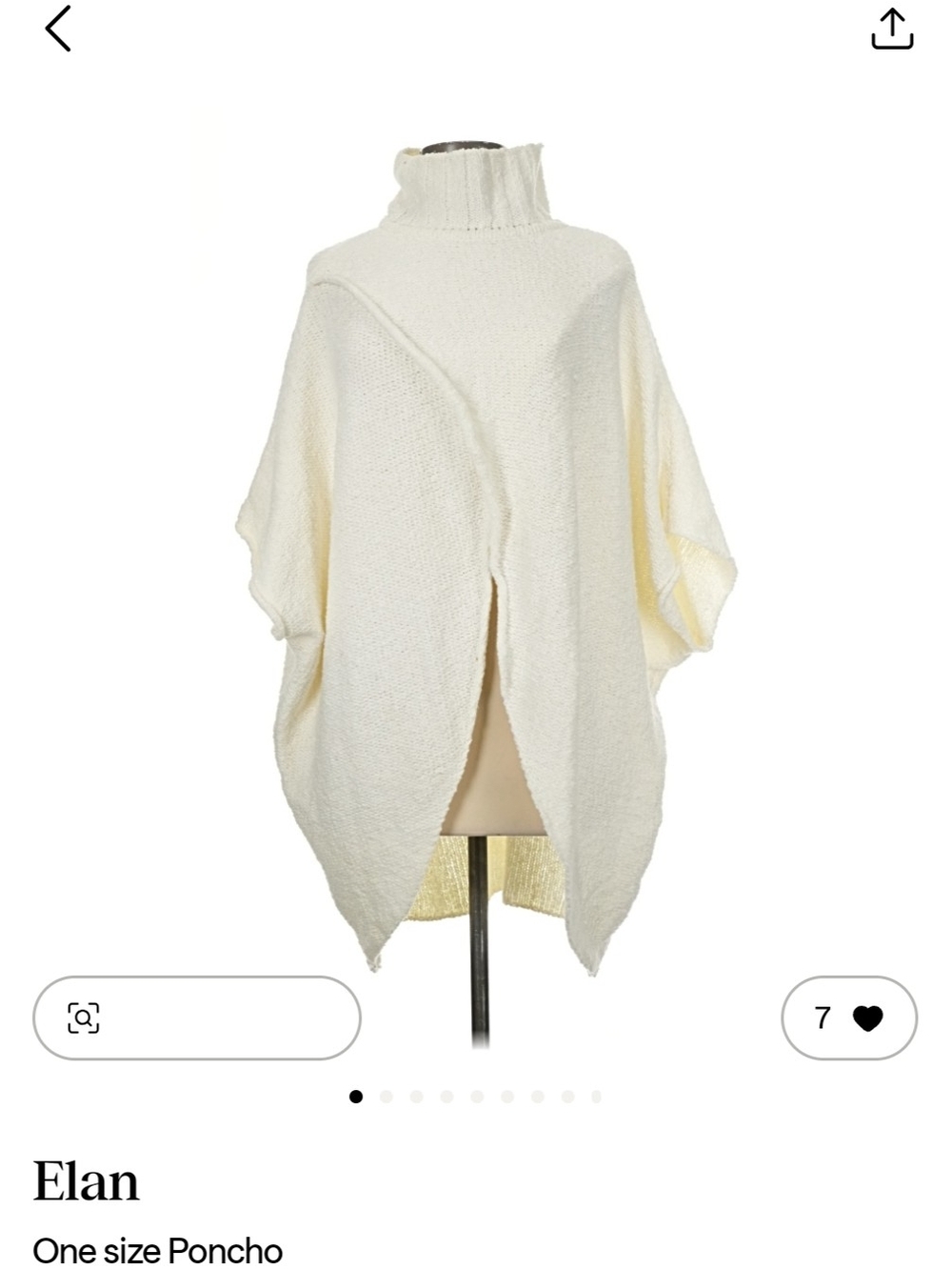 Elan Cream Ribbed Turtleneck Poncho